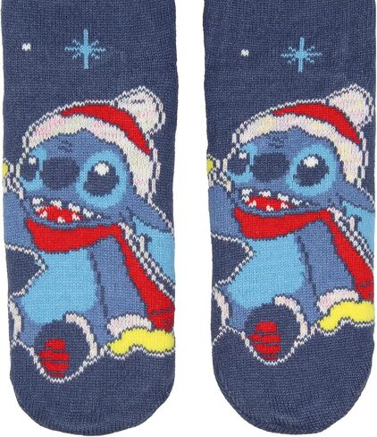 Disney Lilo and Stitch Adult Christmas Stitch Sherpa Lined Home Thick Slipper Socks With Non-Slip Sole For Women or Men in Saudi Arabia