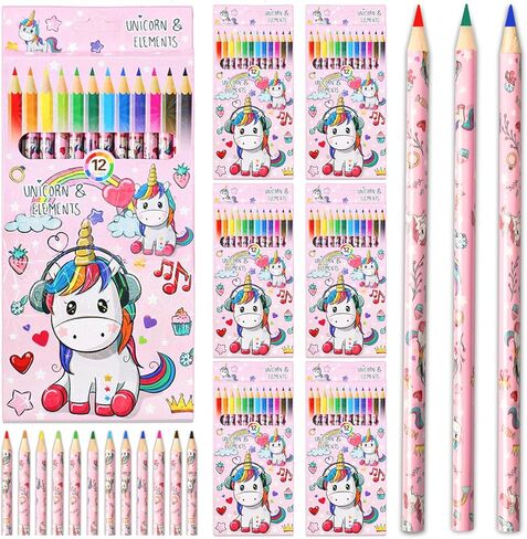 Denylo Cute Unicorn Colored Pencils Set, 6 Packs of 12 Count, Colored Pencils Bulk Coloring Pencils 72 Count, Art Supplies, Pre-sharpened Colored Pencils, Birthday Gifts for Girls, Classroom Prizes in Saudi Arabia