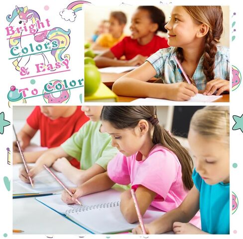 Denylo Cute Unicorn Colored Pencils Set, 6 Packs of 12 Count, Colored Pencils Bulk Coloring Pencils 72 Count, Art Supplies, Pre-sharpened Colored Pencils, Birthday Gifts for Girls, Classroom Prizes in Saudi Arabia