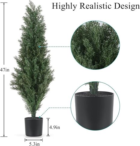 4FT Artificial Cedar Topiary Trees Potted Fake Plants for Outdoors Faux Cypress Trees for Home Front Porch Decor Set of 2 in Saudi Arabia