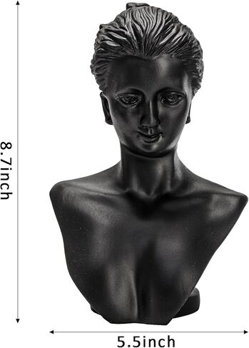 حامل عرض المجوهرات من SOUJOY، حامل حلق تمثال عرض، رأس قلادة من الراتنج الأسود، منظم حامل عرض البوتيك لعرض المجوهرات والقلادة والأقراط in Kuwait