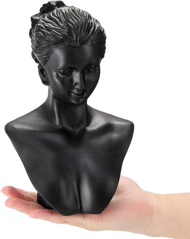 حامل عرض المجوهرات من SOUJOY، حامل حلق تمثال عرض، رأس قلادة من الراتنج الأسود، منظم حامل عرض البوتيك لعرض المجوهرات والقلادة والأقراط in Kuwait