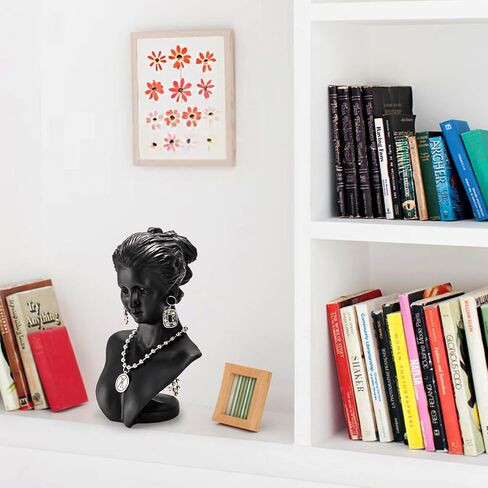 حامل عرض المجوهرات من SOUJOY، حامل حلق تمثال عرض، رأس قلادة من الراتنج الأسود، منظم حامل عرض البوتيك لعرض المجوهرات والقلادة والأقراط in Kuwait