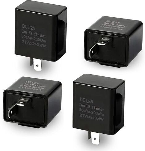 UGSHY 4 قطع مرحل فلاش LED، مرحل سرعة 12 فولت قابل للتعديل، 2 دبوس تحذير من المخاطر، عالمي لمعظم السيارات والدراجات النارية (أسود) in Kuwait