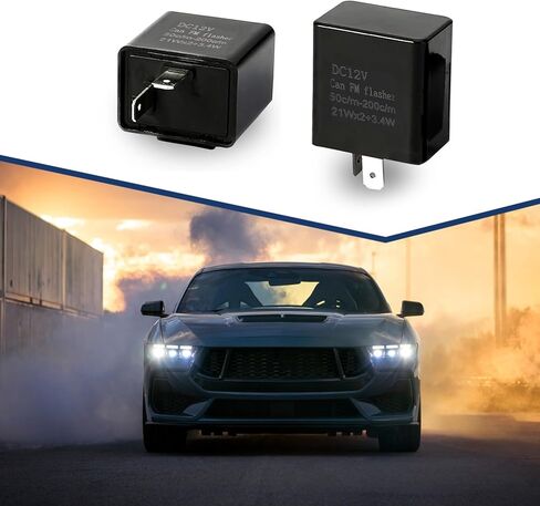 UGSHY 4 قطع مرحل فلاش LED، مرحل سرعة 12 فولت قابل للتعديل، 2 دبوس تحذير من المخاطر، عالمي لمعظم السيارات والدراجات النارية (أسود) in Kuwait