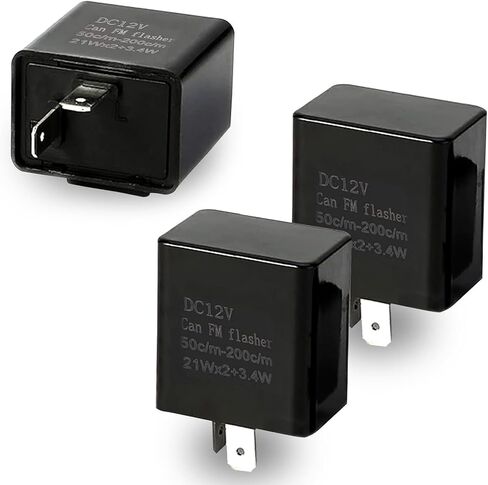 UGSHY 4 قطع مرحل فلاش LED، مرحل سرعة 12 فولت قابل للتعديل، 2 دبوس تحذير من المخاطر، عالمي لمعظم السيارات والدراجات النارية (أسود) in Kuwait