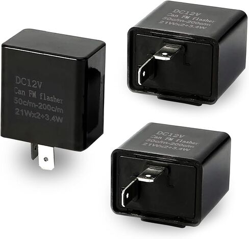 UGSHY 4 قطع مرحل فلاش LED، مرحل سرعة 12 فولت قابل للتعديل، 2 دبوس تحذير من المخاطر، عالمي لمعظم السيارات والدراجات النارية (أسود) in Kuwait