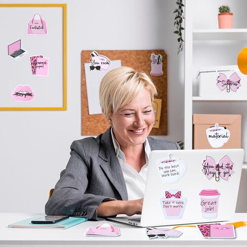 ANGOLIO Pink Boss Sticky Notes - 30 Pads Self-Stick Memo Boss's Day Cute Sticky Notes Bulk Lip Bows Leopard Coffee Pattern Adhesive Page Marker Office Desk Accessories Gifts for Girl Boss's Day in Saudi Arabia