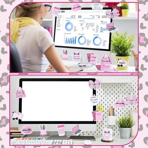 ANGOLIO Pink Boss Sticky Notes - 30 Pads Self-Stick Memo Boss's Day Cute Sticky Notes Bulk Lip Bows Leopard Coffee Pattern Adhesive Page Marker Office Desk Accessories Gifts for Girl Boss's Day in Saudi Arabia