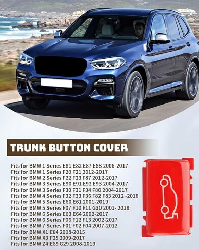 غطاء زر الجذع الأحمر مناسب لسيارات BMW 1-7 Series E90 E91 E92 E93 F20 F21 F30 F31 F32 F33 F34 F36 F80 F82 F83 G30 E60 E61 E63 E64 F07 F10 F11 F06 F12 F13 F01 F02 F04 X1 E84 X3 F25 Z4 E89 G29 in Kuwait