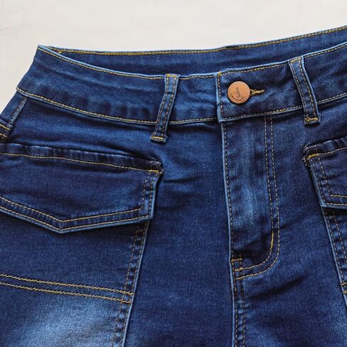 Atditama Women's Flap Pocket Denim Cargo Shorts High Waisted Skinny Slim Jean Shorts 3.5" Inseam Women Shorts in Saudi Arabia