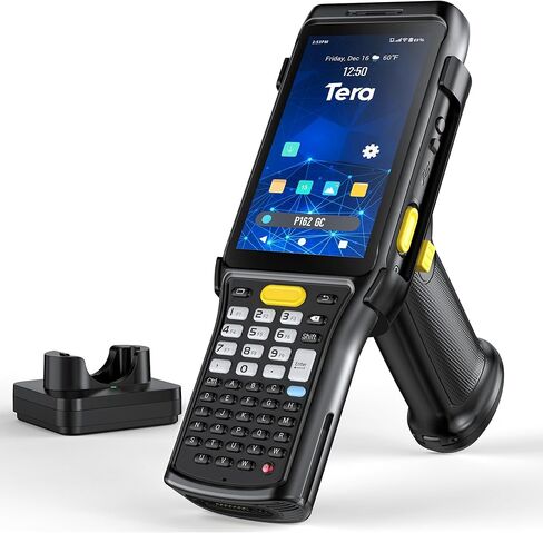 Tera Android 11 Barcode Scanner PDA: 47 Keys Zebra SE4750MR Scan-Range 13FT Qualcomm CPU with Pistol Grip Charge Cradle 6700mAh with Hot-swap IP65 Grade Data Terminal Inventory Scanner P162GC in Saudi Arabia