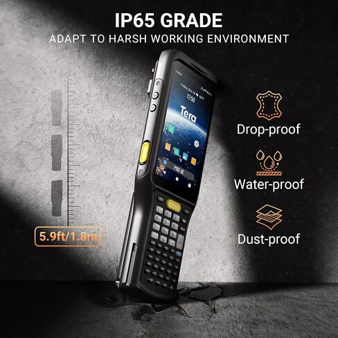Tera Android 11 Barcode Scanner PDA: 47 Keys Zebra SE4750MR Scan-Range 13FT Qualcomm CPU with Pistol Grip Charge Cradle 6700mAh with Hot-swap IP65 Grade Data Terminal Inventory Scanner P162GC in Saudi Arabia