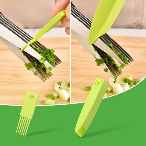 5-Ply Onion Scissors Multifunctional Stainless Steel Kitchen Multi-Layer Scissors Spice Herb Raw Vegetable Scissors Office Shredding Craft Decorative Scissors with Safety Cove in Saudi Arabia