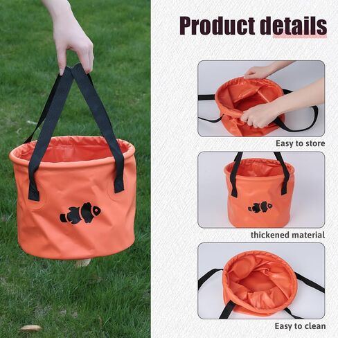 Shindel Collapsible Bucket with Handle, Lightweight Folding Water Container, Beach Water Bucket for Camping, Outdoor Activities, Gardening, Fishing, Hiking, Car Washing 10L in Saudi Arabia