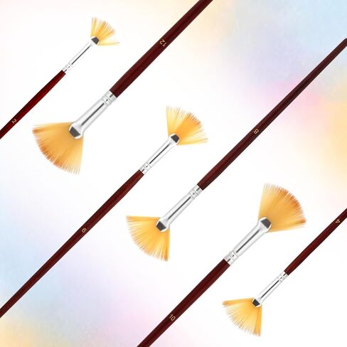 6 PCS Fan Brushes Paint Fan Brush for Painting Long Wood Handle Painting Brushes Paint with Nylon Hair Brushes Set Fan Brush for Acrylic Oil Watercolor Gouache Painting Kits in Saudi Arabia