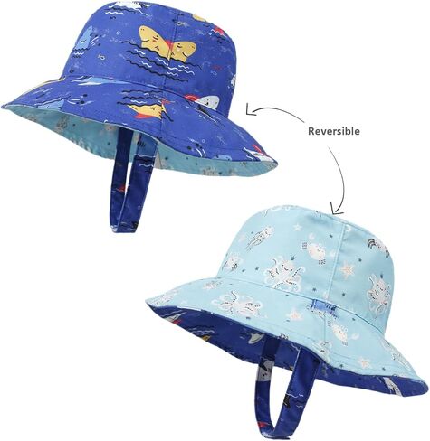 Baby Boy Girl Sun Hat,Adjustable Toddler Kids UPF 50+ Sun Protective Wide Brim Sun Hat,Beach Hat for Girl Boy in Kuwait