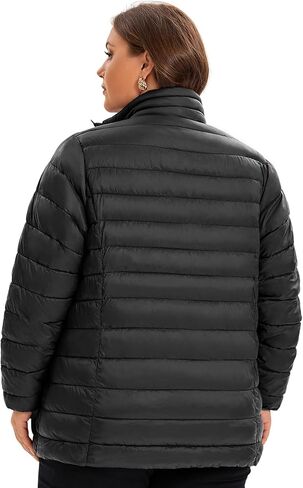 ANOTHER CHOICE Plus Size Puffer Jacket for Women, Lightweight Packable Stand Collar Winter Puffer Coat in Kuwait