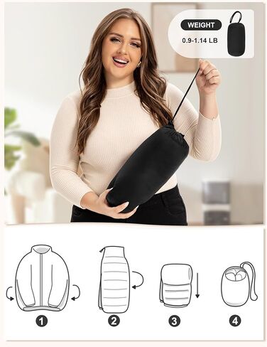 ANOTHER CHOICE Plus Size Puffer Jacket for Women, Lightweight Packable Stand Collar Winter Puffer Coat in Kuwait