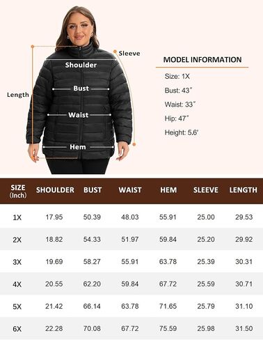 ANOTHER CHOICE Plus Size Puffer Jacket for Women, Lightweight Packable Stand Collar Winter Puffer Coat in Kuwait