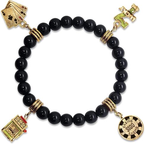 Whimsical Gifts Casino Charm Bracelet | Handpainted Charms | Handmade in USA in Saudi Arabia