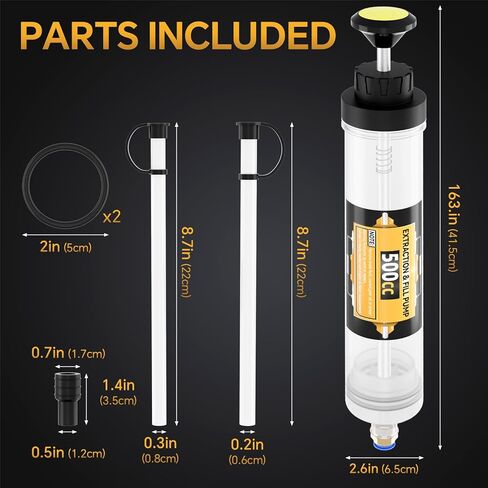 مستخرج سوائل السيارات Tomorotec 500CC، مضخة استخراج/ملء الزيت اليدوية، حقنة تغيير الزيت للمركبات، معدات المزرعة، فعالة مع خرطوم سريع التوصيل لزيوت المحرك وسائل الفرامل ومواد التشحيم in Kuwait