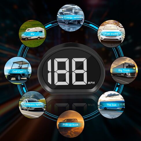 عداد السرعة الرقمي، عداد السرعة HUD العالمي للسيارة، توصيل كابل USB وتشغيل عداد السرعة الرقمي LED GPS ذو الخط الكبير لجميع المركبات (أبيض ميل في الساعة) in Saudi Arabia
