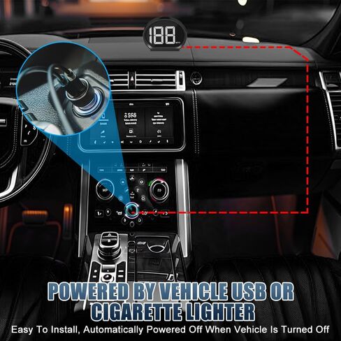 عداد السرعة الرقمي، عداد السرعة HUD العالمي للسيارة، توصيل كابل USB وتشغيل عداد السرعة الرقمي LED GPS ذو الخط الكبير لجميع المركبات (أبيض ميل في الساعة) in Saudi Arabia