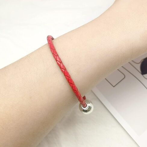 لحظات 3 مللي متر سوار جلد مضفر أحمر سوار دائري المشبك سلسلة سحر لباندورا الأوروبي خرزة ساحرة لتقوم بها بنفسك BR_Lea_Round_R_16 0 in Kuwait