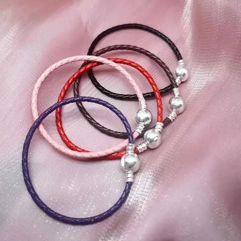 لحظات 3 مللي متر سوار جلد مضفر أحمر سوار دائري المشبك سلسلة سحر لباندورا الأوروبي خرزة ساحرة لتقوم بها بنفسك BR_Lea_Round_R_16 0 in Kuwait