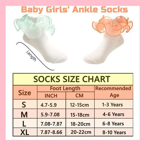 Baby Girls Ruffle Socks Big Lace Ruffle Frilly Cozy Princess Style Dress Socks for Toddler Little Girls 4 Pairs in Saudi Arabia