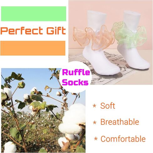 Baby Girls Ruffle Socks Big Lace Ruffle Frilly Cozy Princess Style Dress Socks for Toddler Little Girls 4 Pairs in Saudi Arabia