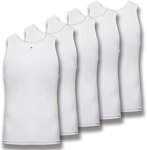 HEAD 5-Pack Men's Essential Tank Tops, Undershirts – Breathable, Tagless, Cotton Mens T Shirt, White in Saudi Arabia