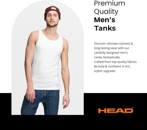 HEAD 5-Pack Men's Essential Tank Tops, Undershirts – Breathable, Tagless, Cotton Mens T Shirt, White in Saudi Arabia
