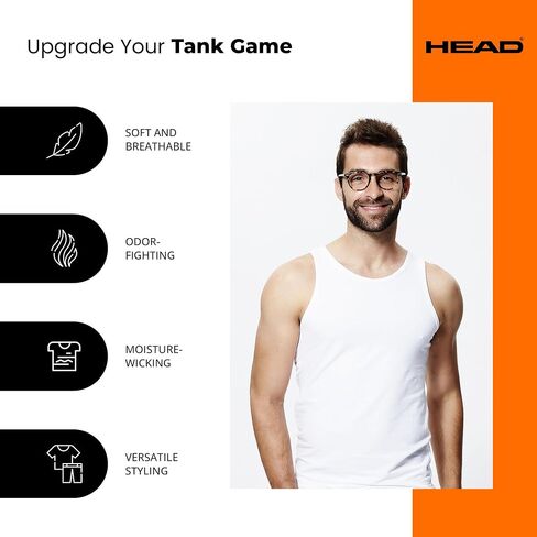 HEAD 5-Pack Men's Essential Tank Tops, Undershirts – Breathable, Tagless, Cotton Mens T Shirt, White in Saudi Arabia