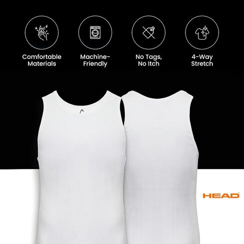 HEAD 5-Pack Men's Essential Tank Tops, Undershirts – Breathable, Tagless, Cotton Mens T Shirt, White in Saudi Arabia
