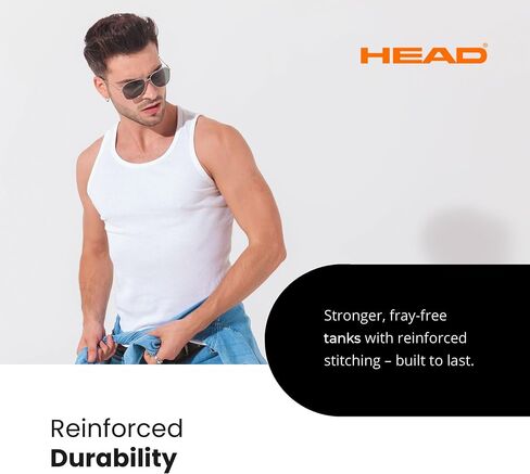 HEAD 5-Pack Men's Essential Tank Tops, Undershirts – Breathable, Tagless, Cotton Mens T Shirt, White in Saudi Arabia