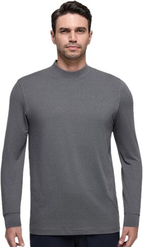 Long Sleeve Shirts for Men Mock Turtleneck Moisture Wicking Business Casual Pullover Undershirts Mens Tee Shirt Top in Saudi Arabia