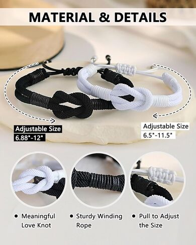 Pinky Promise Knot Bracelets, Couple Gifts Christmas Anniversary Valentines Day Gifts for Men Women Boyfriend Girlfriend in Saudi Arabia