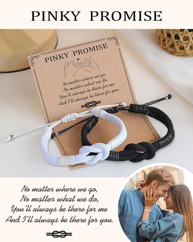 Pinky Promise Knot Bracelets, Couple Gifts Christmas Anniversary Valentines Day Gifts for Men Women Boyfriend Girlfriend in Saudi Arabia