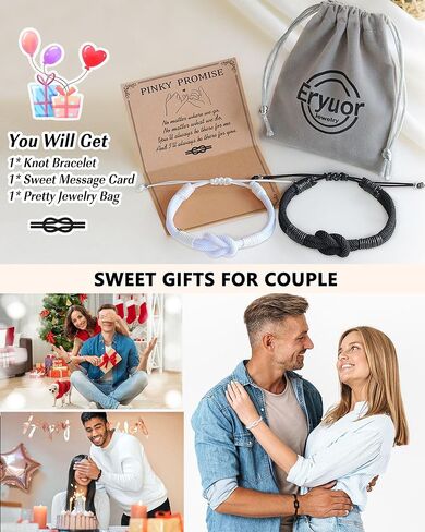 Pinky Promise Knot Bracelets, Couple Gifts Christmas Anniversary Valentines Day Gifts for Men Women Boyfriend Girlfriend in Saudi Arabia