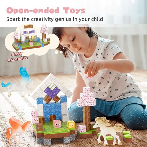 Magnetic Blocks 216Pcs Magnetic Building Blocks Toys for Boys 6-8 with 12 Dinosaur Toys, Build Mine STEM Magnet World Set Montessori Toys, Magnetic Toys for Boys & Girls Ages 6-7 8-10 in Saudi Arabia