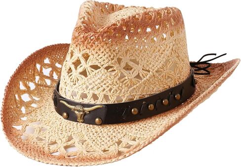 Jastore Straw Cowboy Hats for Toddler Girls Boys Summer Sun Hat Belt Buckle Cowgirl Western Hat for Kids in Saudi Arabia
