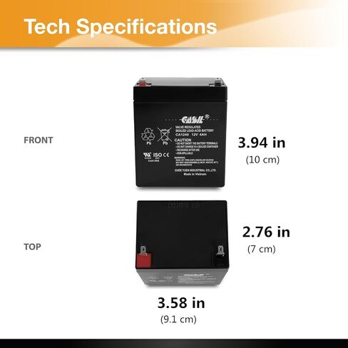 بطارية بديلة Casil CA-1240 12V 4AH لجهاز إنذار ADT 804302 12V 4.5Ah (عبوة واحدة) in Saudi Arabia