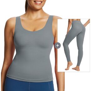BALEAF Freeleaf Collection-Women's Longline Sports Bra, Molded Cup Workout Tank Yoga Tops, 27" Inseam Yoga Leggings with Pockets for Women