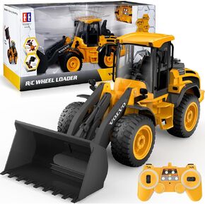 DOUBLE E Volvo L50H Remote Control Loader (Official Licensed) - 1:16 Scale RC Construction Toy with 2.4GHz Multi-Player Mode, Realistic Hydraulic Sound & LED Lights, Gift for Boys Age 6-12