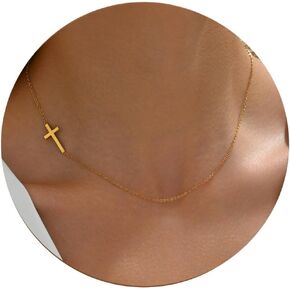 Gold Cross Women's Necklace 18K Gold Plated Stainless Steel Handmade Pearl Necklace Gold Paperclip Necklace, Fashion Jewelry Gifts