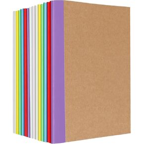 16 Pack Composition Notebooks Bulk,A5 Kraft Notebooks,Notebook Journals With Rainbow Spines,Composition Notebook Wide Ruled,Travel Journals for Office and Home,60 Pages, 8.3"x5.5", 8 Colors