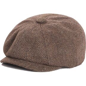 Vintage Wool Newsboy Cap for Kids Boys Girls - Tweed Flat Beret Cabbie Hat Pageboy for 5-9 Years