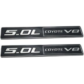 2pcs 5.0L Coyote v8 Emblems 3D Engine Trunk Badge Decals Stickers Compatible for car (Black red)